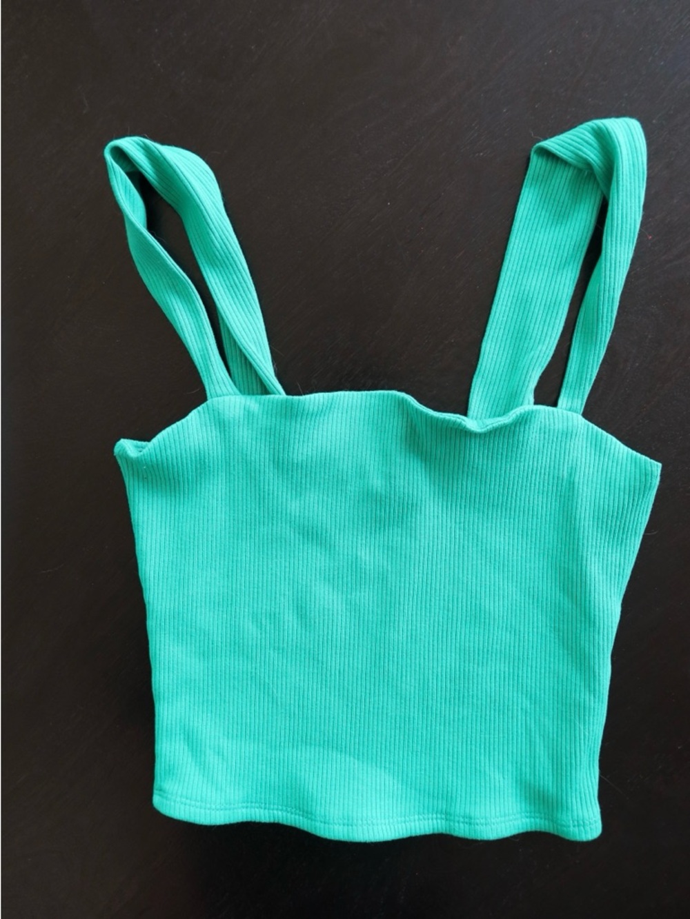 Lulu's Ribbed Square-Neck Tank in Teal Green